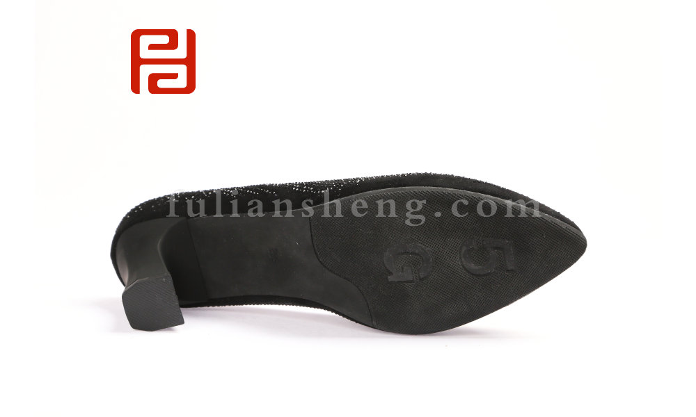 福連升春款女士水鉆高跟時尚通勤工作老北京布鞋圖片