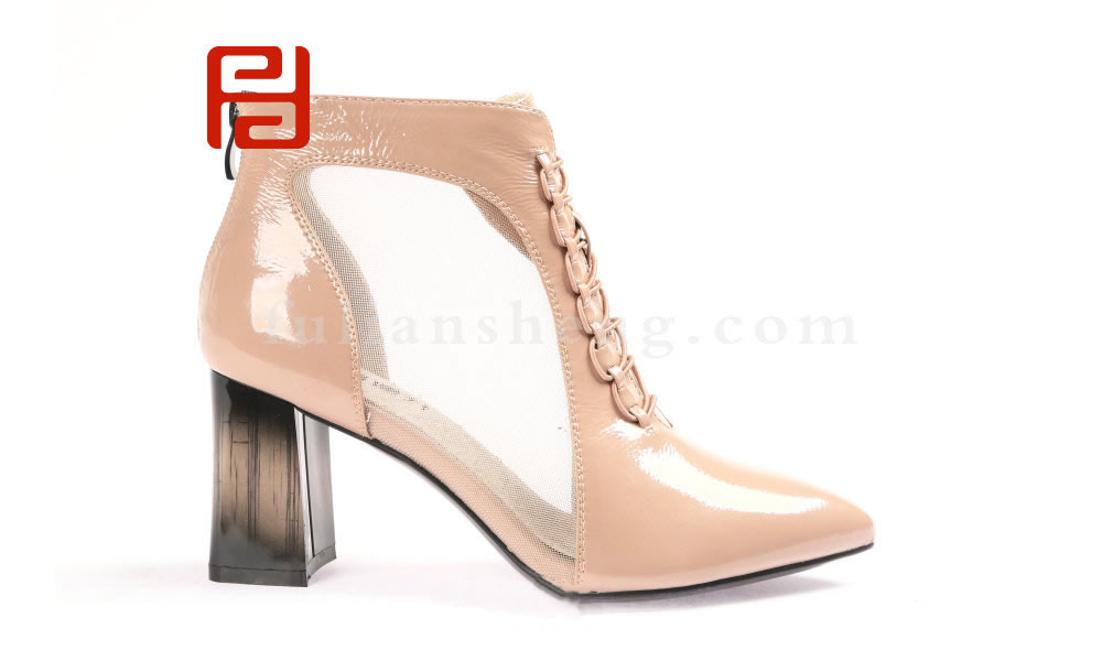 福連升女鞋高跟鞋網紗單鞋粗跟涼鞋鏤空網靴涼靴圖片