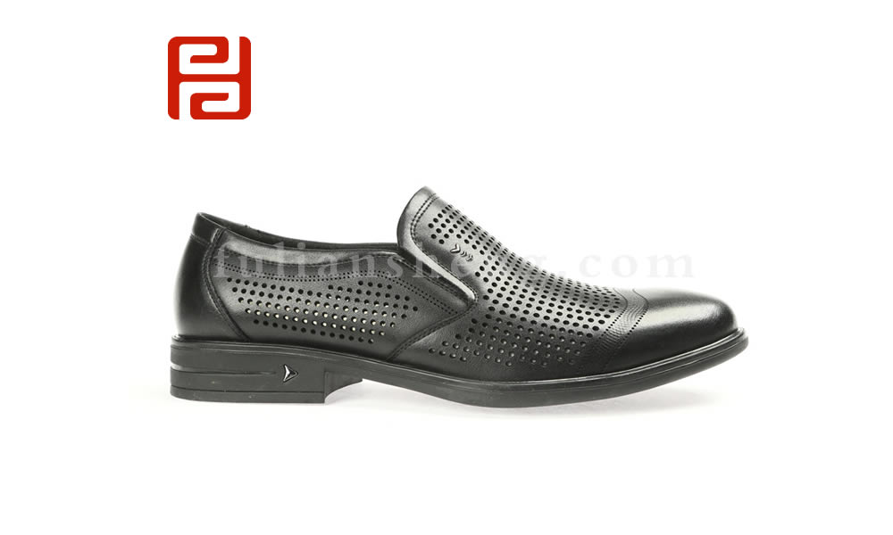 福連升休閑皮鞋 男夏季真皮透氣一腳蹬鏤空商務(wù)工作男鞋圖片
