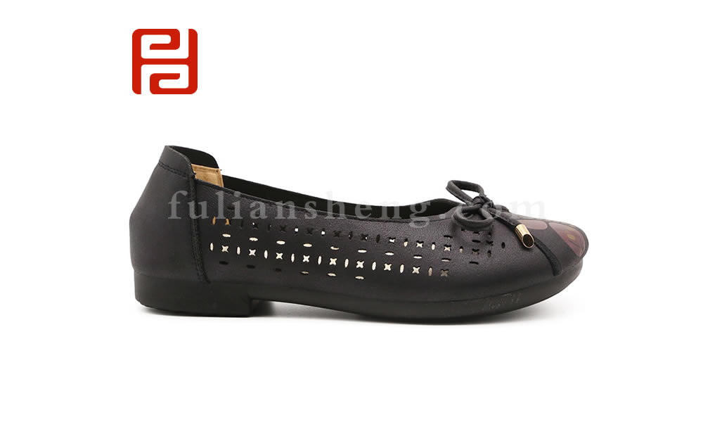 福連升夏季休閑舒適女鞋 鏤空平跟軟底媽媽鞋圖片