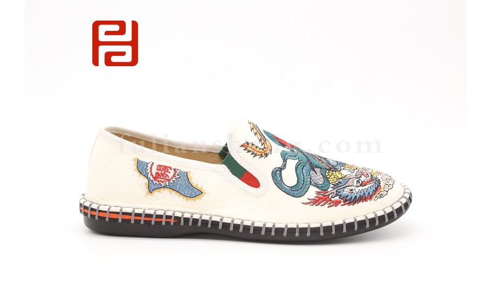 老北京千層底時尚休閑中國民族風(fēng)仙鶴刺繡棉麻舒適透氣布鞋圖片