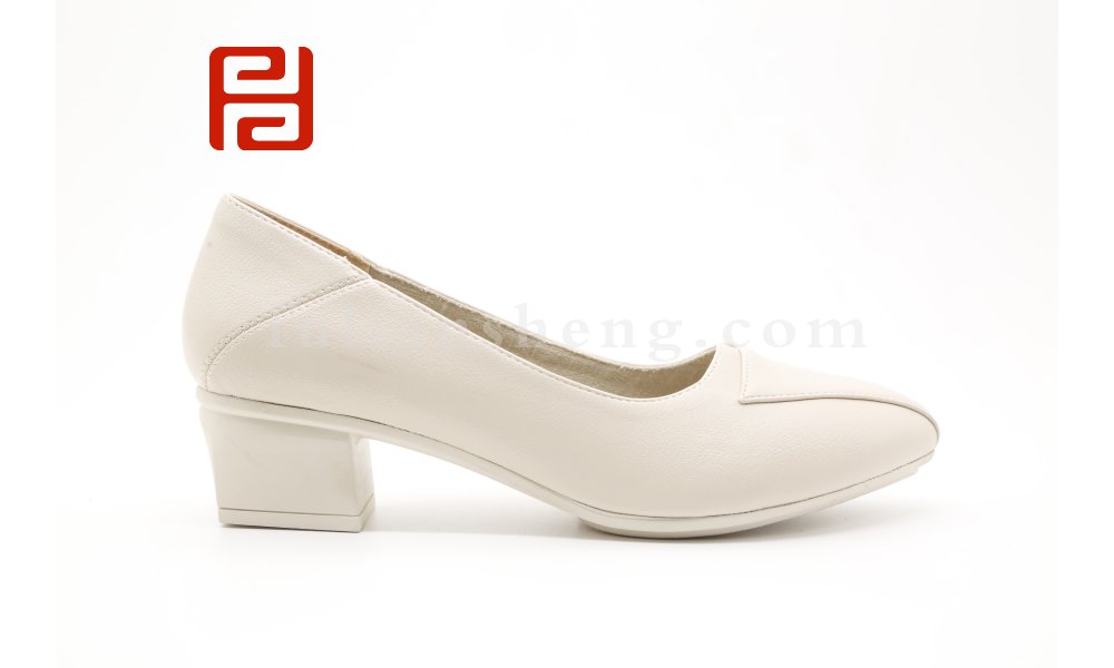 福連升粗跟單鞋女春秋淺口百搭工作鞋方頭氣質(zhì)女鞋中跟豆豆鞋圖片