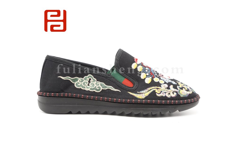福連升2020冬季新款民族風臉譜刺繡女款棉鞋圖片
