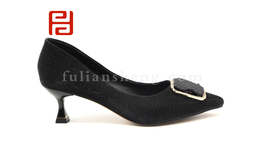 福連升休閑鞋女鞋職業工作鞋春款尖頭方扣細跟中高跟鞋淺口單鞋圖片