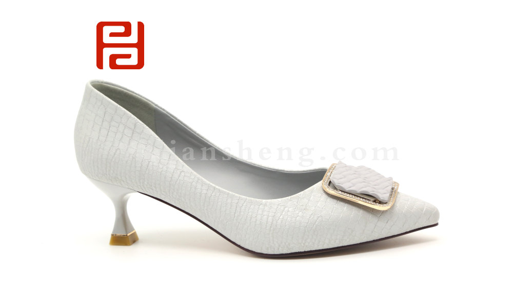 福連升休閑鞋女鞋職業工作鞋春款尖頭方扣細跟中高跟鞋淺口單鞋圖片