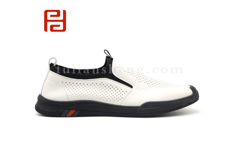 福連升夏季商務休閑男鞋輕便鏤空透氣舒適平底男鞋圖片