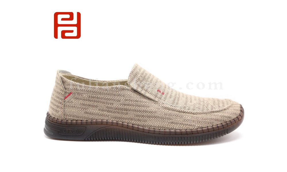 福連升中老年軟底豆豆鞋棉麻透氣舒適男單鞋圖片