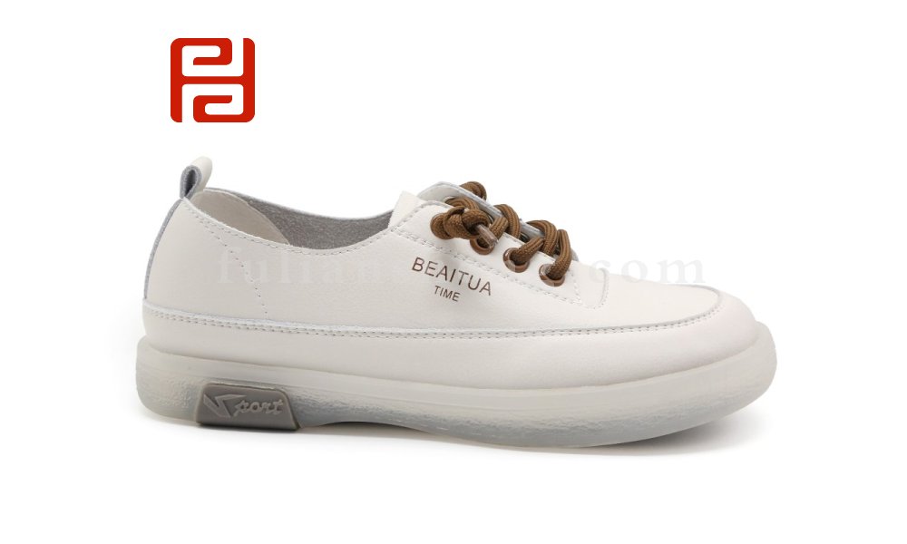 福連升秋季真皮休閑鞋果凍底舒適百搭女單鞋圖片