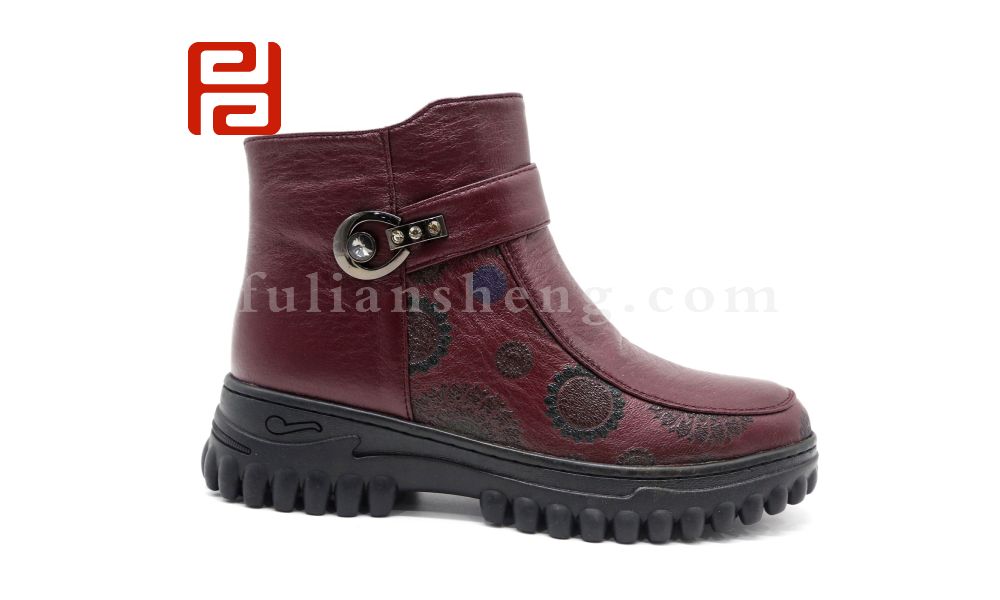 福連升休閑鞋冬加絨中幫保暖媽媽鞋舒適中老年短靴圖片