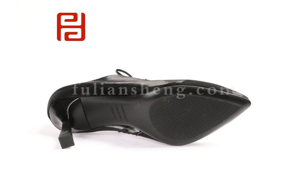 福連升春款單鞋黑色高跟鞋百搭休閑鞋工作通勤細跟女鞋子(圖3)
