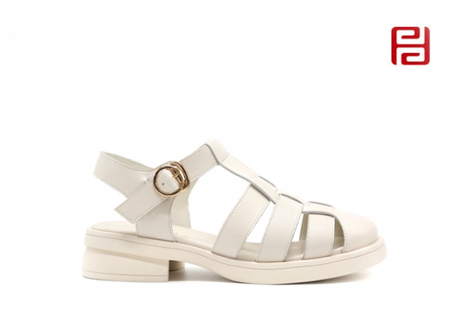 福連升夏季女鞋涼鞋復古森系羅馬鞋皮質面料