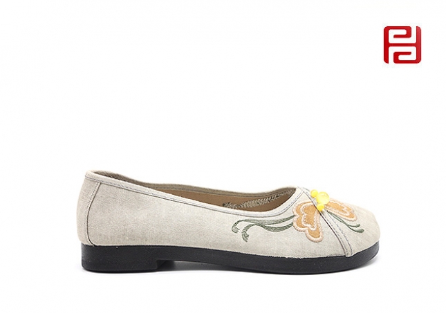 福連升老北京布鞋女鞋素面古風純色繡花圓頭淺口古裝平底鞋